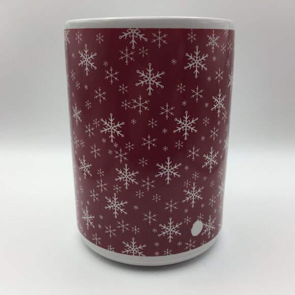 16oz Red White Snowflake Stoneware Mug Christmas Holiday Coffee Chocolate Cider - Picture 3 of 13